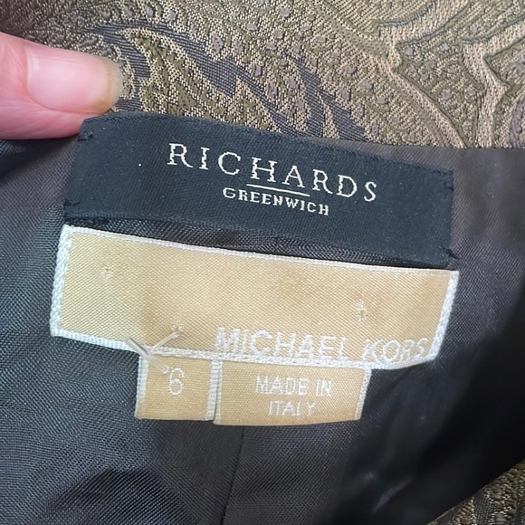 Michael Kors Paisley Jacquard Silk Blend Blazer Brown Green size 6 - Picture 7 of 9